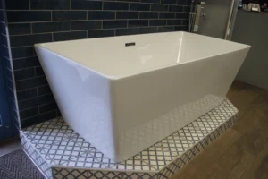 A white porcelain bathtub